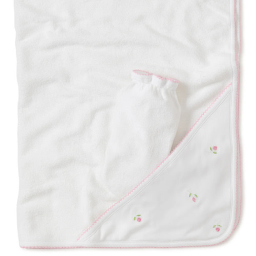 Garden Roses Hooded Towel with Mitt