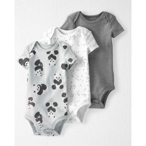 Baby 3-Pack Organic Cotton Rib Bodysuits - 18M - Style,Panda, Star, Striped