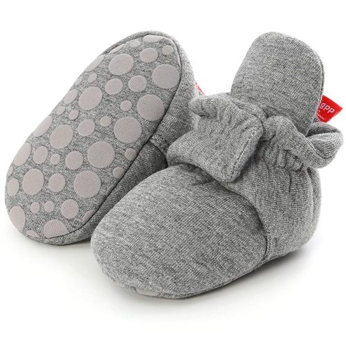 ohsofy Newborn Baby Cotton Booties Stay On Slipper Winter Warm Soft Shoes Non-Skid Infant Ankle Boots Crib Shoes