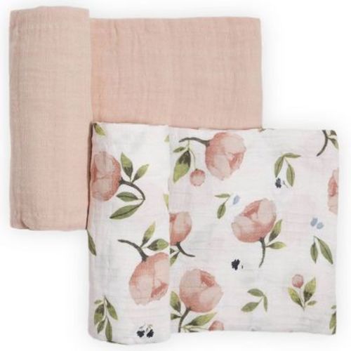 Little Unicorn Organic Swaddle Gift Set - Watercolor Floret - 2pk: Cotton, Woven, Abstract Pattern, 47x47