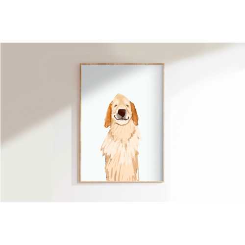 Golden Retriever Art Print, Golden Dog Art, Golden Retriever Wall Art, Gift for Golden Lover, Housewarming gift, New Baby Gift, Nursery Art