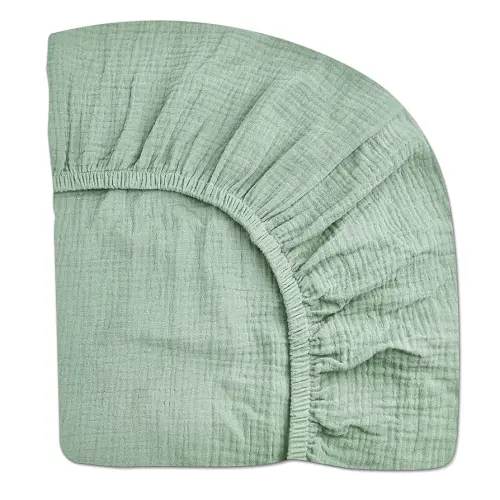 Mini Crib Sheets for Baby Boy Girl, Neutral Mini Crib Mattress Sheet 24" x 38", Muslin Nursery Bedding Soft and Breathable Comfort(Sage)