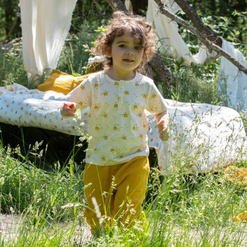 Lemon Grove Loose Short Sleeve Henley Top