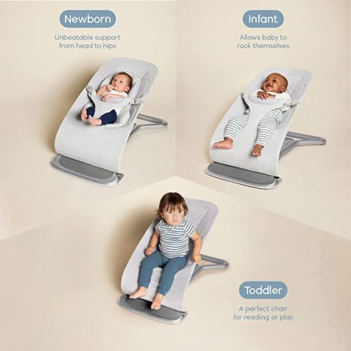 Ergobaby Evolve 3-in-1 Bouncer, Adjustable Multi Position Baby Bouncer Seat, Charcoal