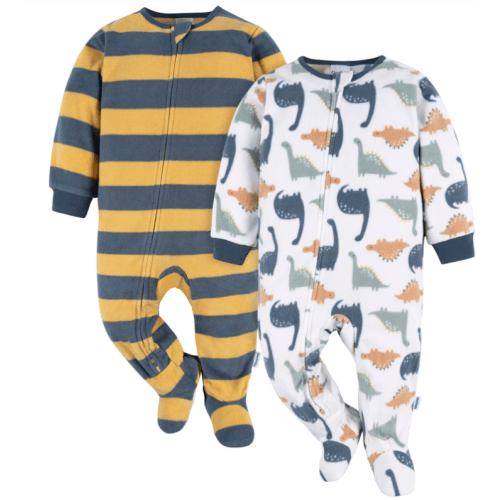 2-Pack Baby & Toddler Boys Dinos & Wide Stripe Fleece Pajamas