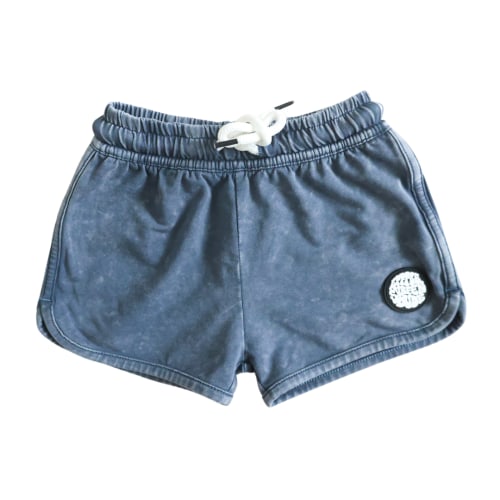Dark Blue Acid Wash Cotton Lounge Shorts