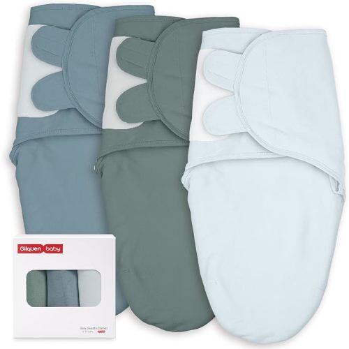 GLLQUEN BABY Swaddles for Newborns 0-3 Months, Adjustable & Easy Fastener | 3-Pack, Baby Boy Swaddles Organic Cotton Womb-Like Nursery Swaddling Blanket reduces startle reflex, Soft & Skin-Friendly