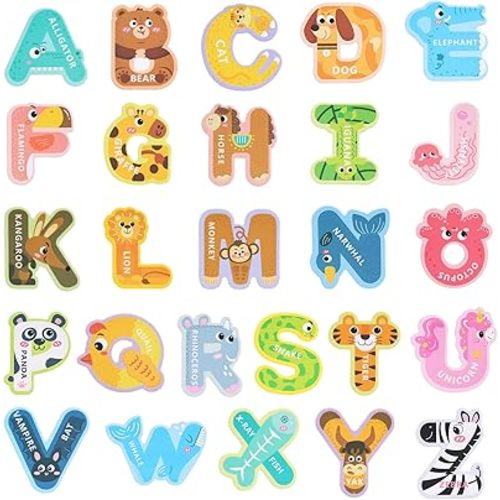 LOVESTOWN Magnetic Letters for Toddlers, 26 Large Animal Alphabet Magnets, Educational Learning Toys, Fridge Magnetic Letters Set
