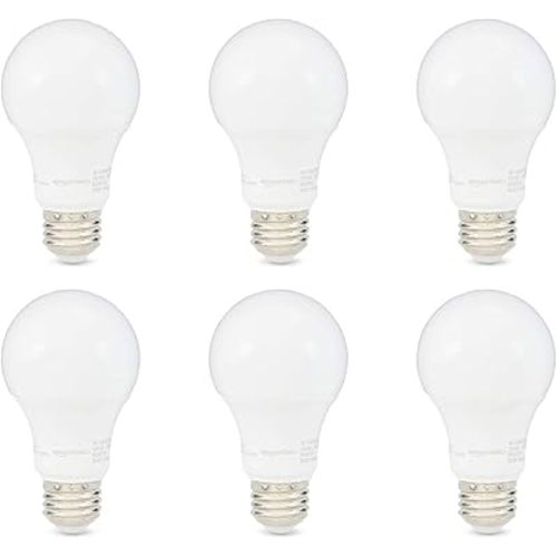 Amazon Basics LED Light Bulbs, Energy Efficient 6W, 40 Watt Equivalent, E26 Standard Base, 2700, Dimmable, 10,000 Hour, Soft White, 6 Count
