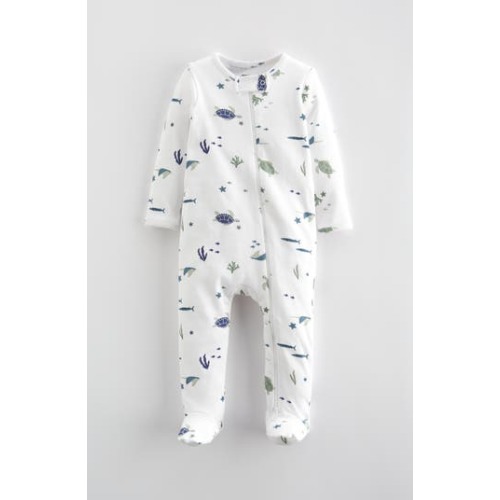Print Zip Cotton Footie, 3M