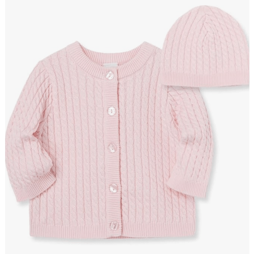 Little Me Baby Girls' Cable Knit Sweater and Cap Set