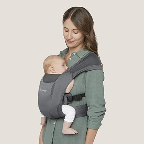 Ergobaby Embrace Cozy Newborn Essentials Baby Carrier Wrap (7-25 Pounds), Soft Air Mesh, Washed Black