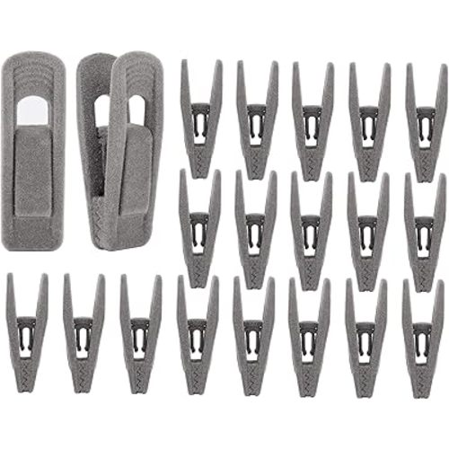 Velvet Hangers Clips Strong Finger Clips Perfect for Thin Velvet Hangers (Grey, 20)