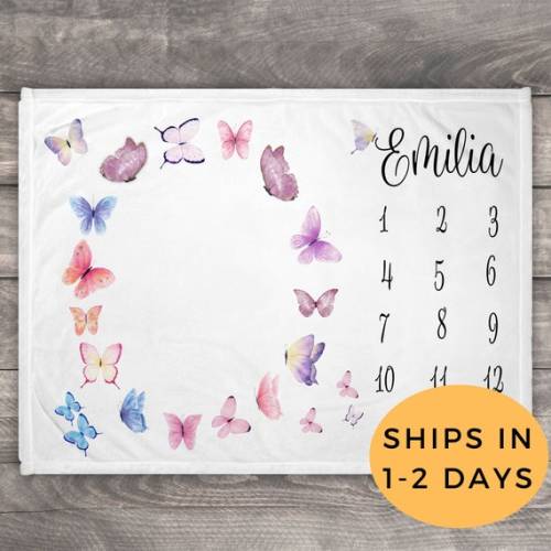 Butterfly Milestone Blanket Butterfly Blanket Monthly Baby - Etsy