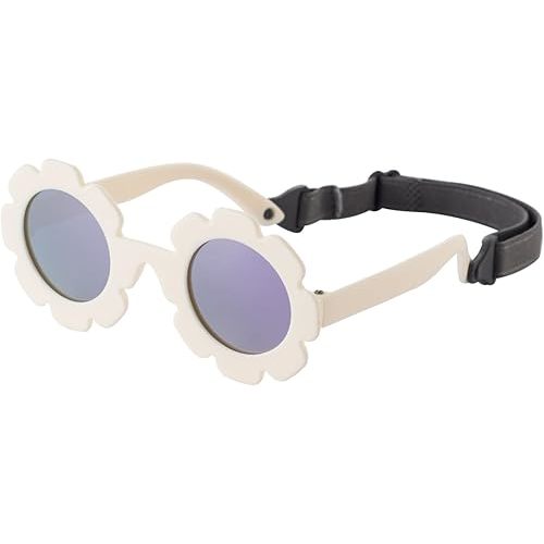 Flexible Flower Polarized Baby Sunglasses with Strap for Infant Girls 0-24 Months