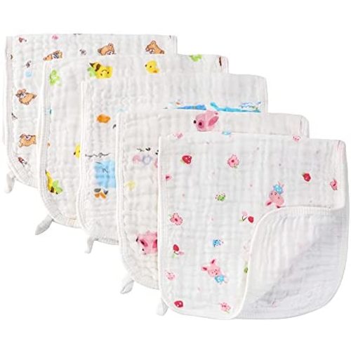 Muslin Burp Cloths Comfy Burp Clothes - Baby Burp Rags for Boy Girls Muslin Bibs 6 Layers Large 20''x10'' 100% Cotton Hand Washcloths Soft Absorbent by CuteBaby (5 Pack) (Orange)