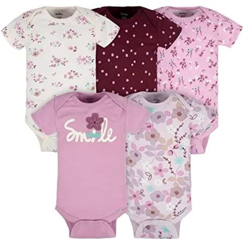 Gerber baby-girls 5-pack Short Sleeve Variety Onesies Bodysuits