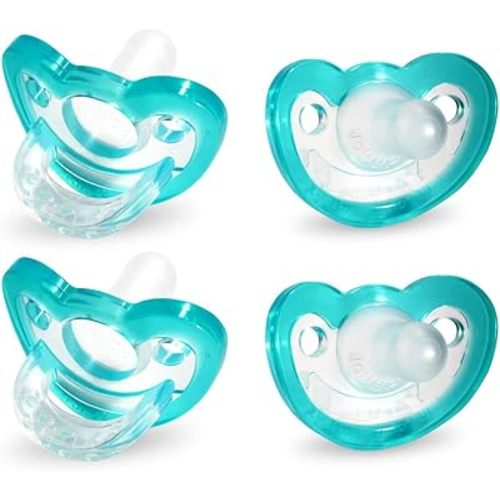 RaZbaby Jollypop Pacifier for Babies 3 Months and Up, USA Made, Natural Shaped Orthodontic Binky, Lovingly Shared in NICUs & Hospitals Worldwide, Medical-Grade 100% BPA-Free - 4 Pack - Teal