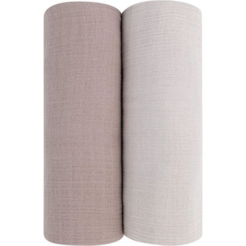 Ely's & Co. Cotton Muslin Swaddle Blanket 2-Pack for Baby Boy and Baby Girl— 100% Cotton Muslin Extra-Large Swaddle Blankets (47” x 47”) — Pebble Gray & Simply Taupe - Taupe and Grey