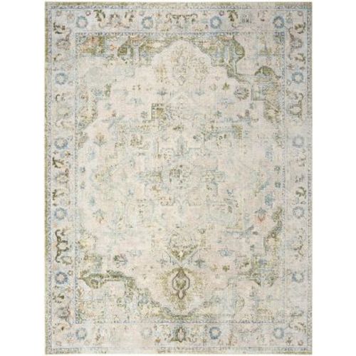 Nourison Astra Machine Washable Rug - Blue + Green, 6'7" x 9'