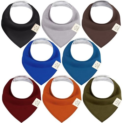 KeaBabies 8-Pack Organic Baby Bandana Drool Bibs - Stylish Unisex Bandana Bibs, Super Absorbent Bandana Drool Bibs, Gentle Teething Bibs for Infants, Organic Cotton Baby Bib (Coastline) - One Size (Pack of 8)