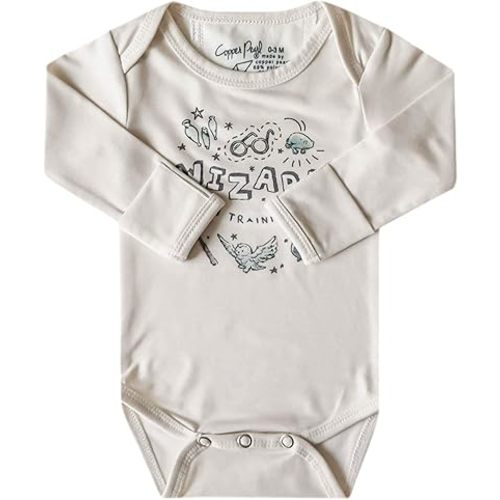 Copper Pearl Long Sleeve Bodysuit Baby: Ultra Soft Baby for Newborns, Boys, and Girls - Stylish, Comfortable, Overlap Shoulders, Premium Knit Fabric - 0-3 Months, Wizardry