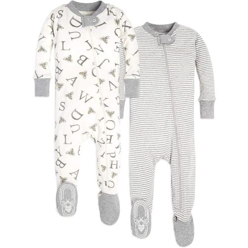 Burt's Bees Baby Boys' Pajamas, Zip-Front Non-Slip Footed Sleeper, Organic Cotton