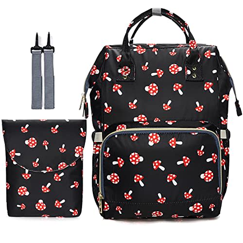 MCWTH Mushroom Diaper Bag Backpack Set for Baby Girls Mom, Large Capacity Multi-Function Nappy Bags Organizer