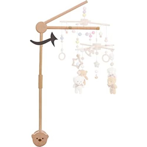 Crib Mobile Arm - HBM Rotating Wooden Mobile Arm for Crib 28-33 inch Baby Mobile Hanger Nursery Mobile Stand for Crib (Bear Mobile Holder)