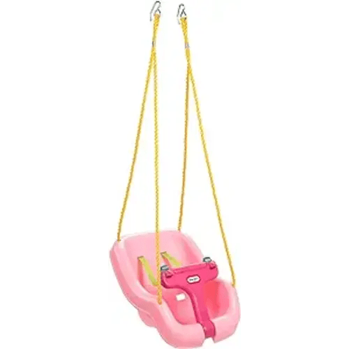Little Tikes Snug 'n Secure Pink Swing with Adjustable Straps, 2-in-1 for Baby and Toddlers Ages 9 Months - 4 Years,16"D x 16.3"W x 17"H