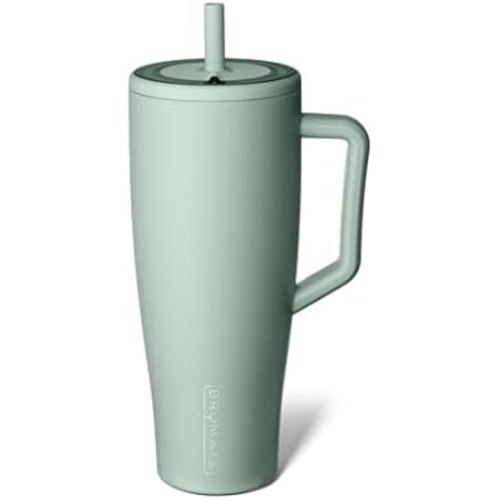 BrüMate Era 40 oz Tumbler with Handle and Straw | 100% Leakproof Insulated Water Bottle Tumbler with Lid and Flexible SoftSip Straw | Made of Stainless Steel | Cup Holder Friendly | 40oz (Sage)