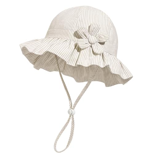 Baby Girl Wide Brim Bucket Hats with UPF 50+ Outdoor Adjustable Beach Hat with Sun Hat