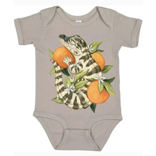 Sleeping Gator Onesie by Freehand Goods | Artwork by V. Steiner