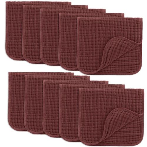 Muslin Burp Cloths Large 100% Cotton by Comfy Cubs (Multicolored, Pack of 10)