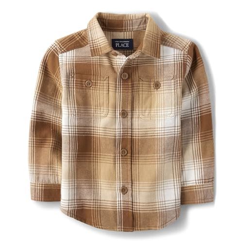 The Children's Place Baby Boys' and Toddler Long Sleeve Plaid Flannel Button Up Shirt