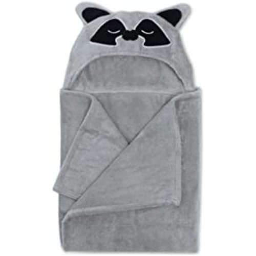 Natemia Hooded Baby Towel - Extra Soft and Absorbent Large Bath Towel for Babies, Toddlers - Made in Turkey - Raccoon