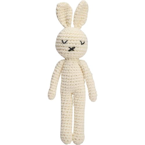 Baby Rattle Crochet White Bunny Doll Baby Toys Handmade Newborn Toy Early Development Grips Stuffed Animal Organic Rattle (Bunny Doll)