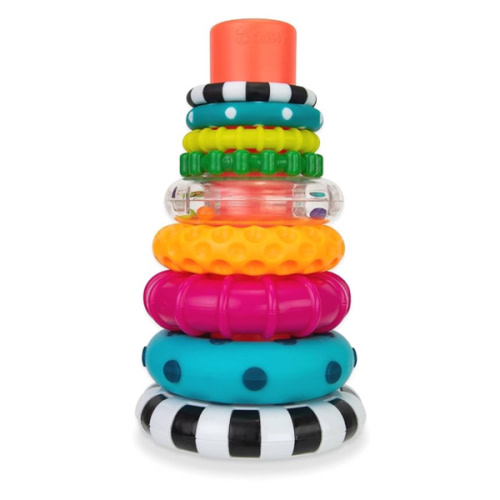 Sassy Stacks of Circles Stacking Ring STEM Learning Toy, Age 6+ Months, Multi, 9 Piece Set
