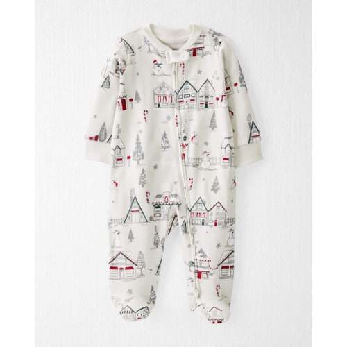 Baby Organic Cotton Sleep & Play Pajamas in Winter Village - 3m