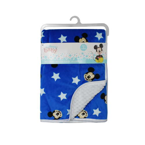 Disney Mickey Mouse Double sided Mink and Waffle Fleece With Satin Edge Baby Blanket-Play Time Print