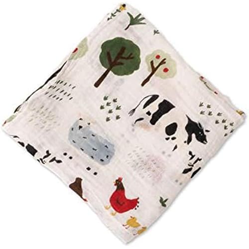 RED ROVR 100% Organic Cotton Muslin Swaddle | Newborn Receiving Blanket | Baby Wrap | Boy, Girl, Unisex | Soft, Lightweight, Breathable | Burping, Nursing | 44" x 44" | Family Farm