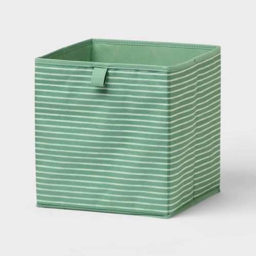 11" Fabric Bin Green Stripe - Brightroom™