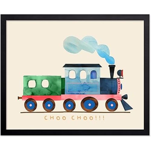 Poster Master Watercolor Train Print - Cute Nursery Poster - Minimal Choo Choo Train Art - Toddler Playroom Wall Design - Nursery Wall Art - Boho Kid's Room Decor - 11x14 UNFRAMED Wall Art