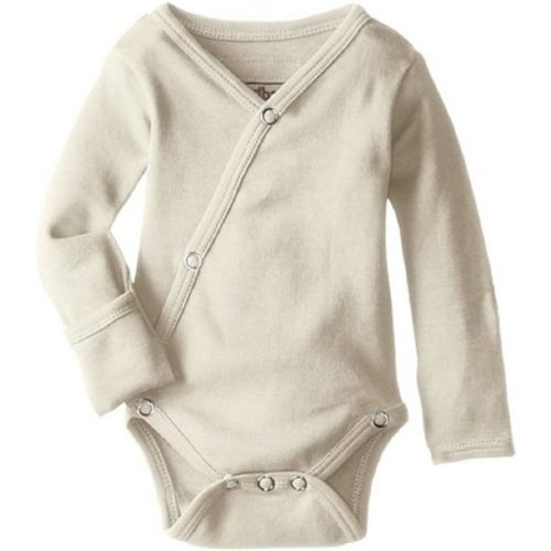 L'ovedbaby unisex-baby Organic Cotton Baby Kimono Bodysuit - 3-6 Months - Stone