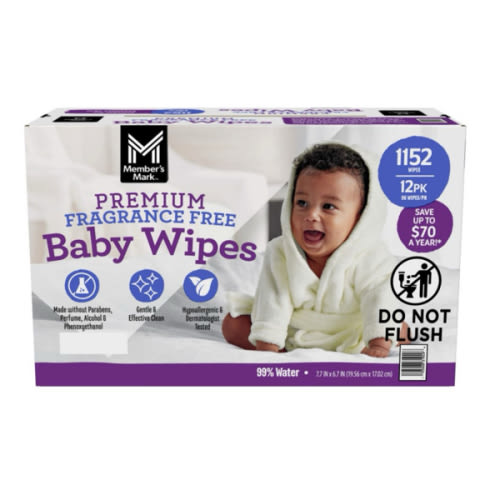Member's Mark Premium Baby Wipes, Fragrance Free, 12 pk., 1152 Wipes - Sam's Club