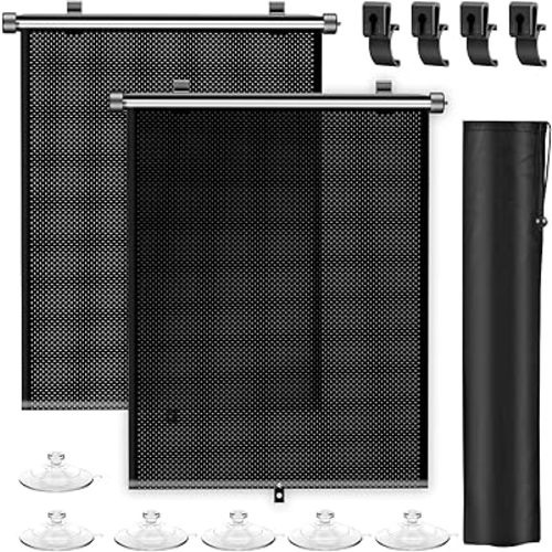 COOCTECH Cling Car Window Shade Baby 40.5cmx46cm(2 Pack),Retractable Car Window Shade for Baby,Car Window Shade Can Blocks 99.98% UVR,Car Window Screen,Car Sun Shade