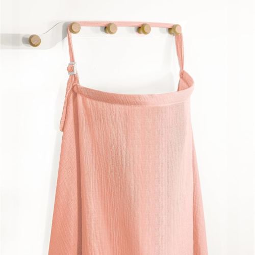 Muslin Nursing Covers for Breastfeeding, Arch Neckline Breast Feeding Covers for Women, Moms Privacy Breathable Summer Nursing Apron, 43.3" x 25.6" Soft Feeding Cover (Cherry Pink)