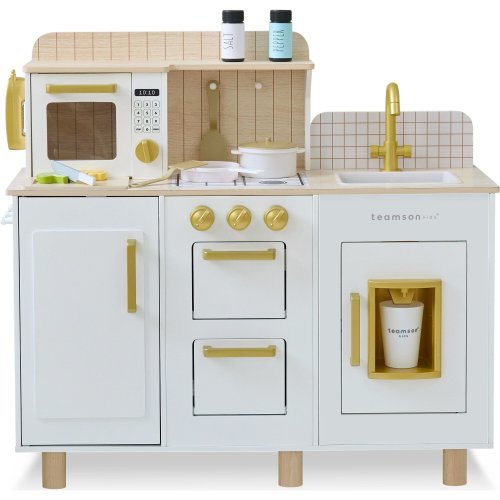 Teamson Kids Little Chef Hampton Wooden Play Kitchen with 17 Accessories, White - Teamson Kids Play Kitchens | Maisonette