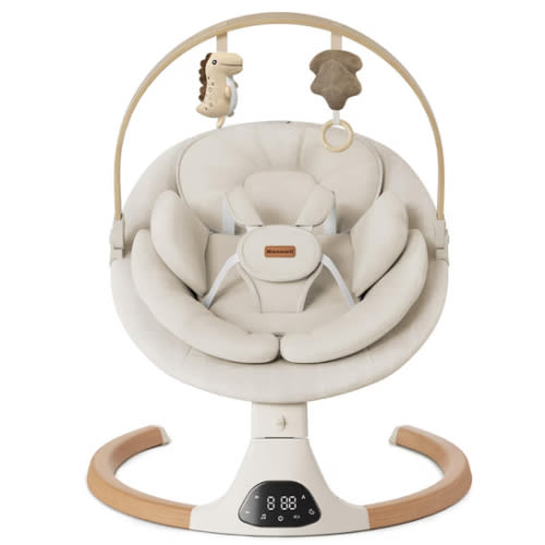Baby Swings for Infants, Monamii Baby Swing, Infant Swing with 5 Speeds, 10 Lullabies, Electric Swing for Baby, Indoor & Outdoor Use (Beige)