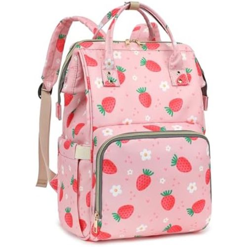 Strawberry Baby Diaper Bag Backpack for Girls Boys, Waterproof Large Maternity Nappy Bags for Mom